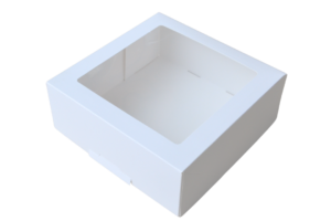 Window pastry box decorated 19×19 cm, H8 cm