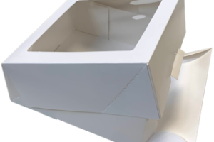 Window pastry box decorated 21×21 cm, H8 cm
