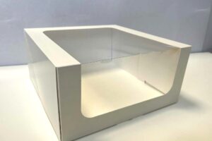 Window cake box white 22×22 cm, H11 cm