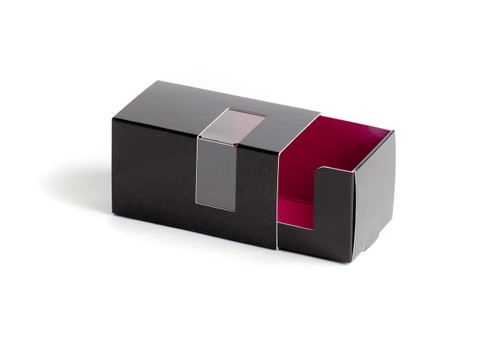 Dėžutė su langu juoda/rožinė 8,1×4,7 cm, H4,7 cm