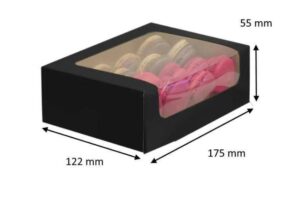 Dėžutė Macarons 17,5×12 cm, H5,5 cm, juoda