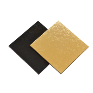 3mm thick cake board 8x8 cm, gold/black