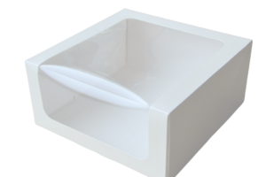 Window cake box white 28×28 cm, H12 cm