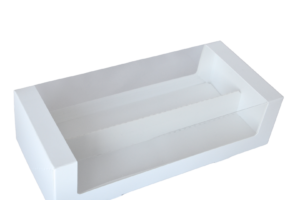 Dėžutė Macarons 26×12 cm, H7 cm, su skirtuku, balta